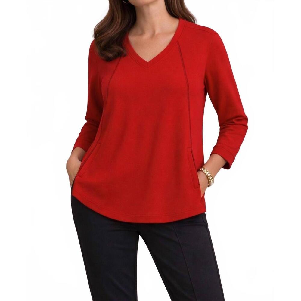 NEW E.L.I. the eastport top in red